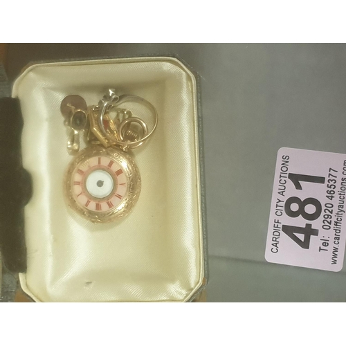 481 - Scrap 9k and 14k gold to include a ladies pocket watch, odd earrings, etc. Total weight including st... 