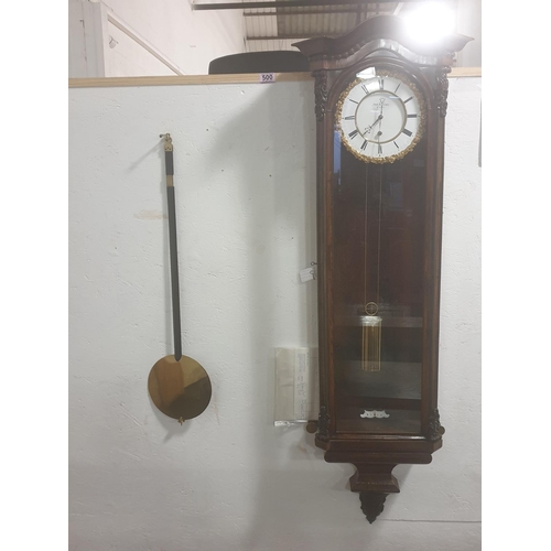 500 - A Vienese Biedermeier period 90 day regulator clock. Beautiful rosewood cabinet enclosing a 7