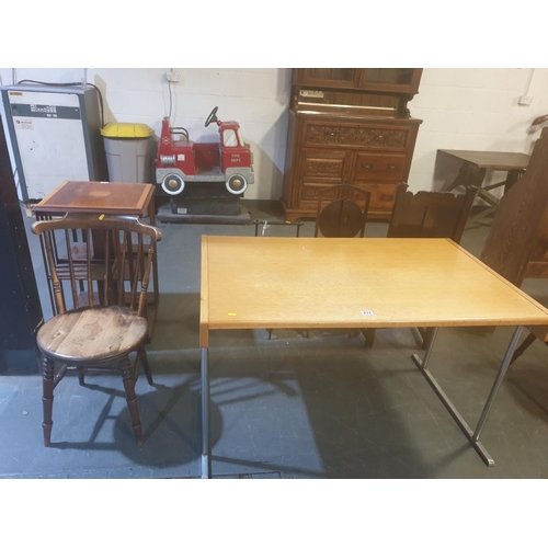 211 - A 1980s military (MOD) desk and a farmhouse chair