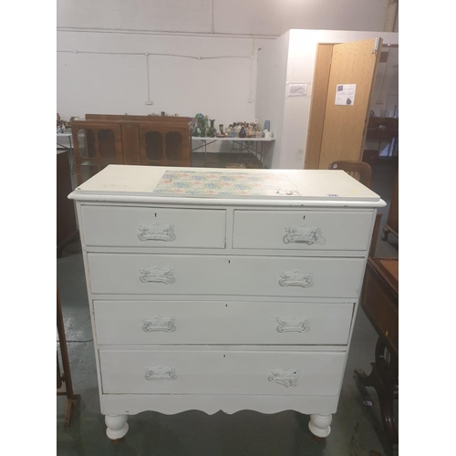 216 - A painted pine Victorian five drawer chest of drawers