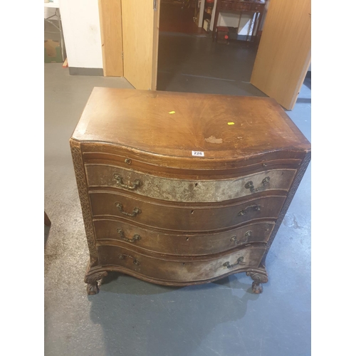 226 - An early bow fronted, four drawer chest of drawers