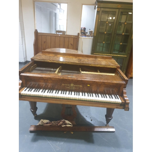 233 - A walnut Gustav Hagspiel baby grand piano