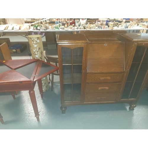 801 - A 1930's bureau/cabinet, a card table and chairs