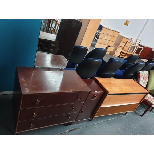 351 - A Meredew dressing chest, bedside cabinet and a Decca radiogram