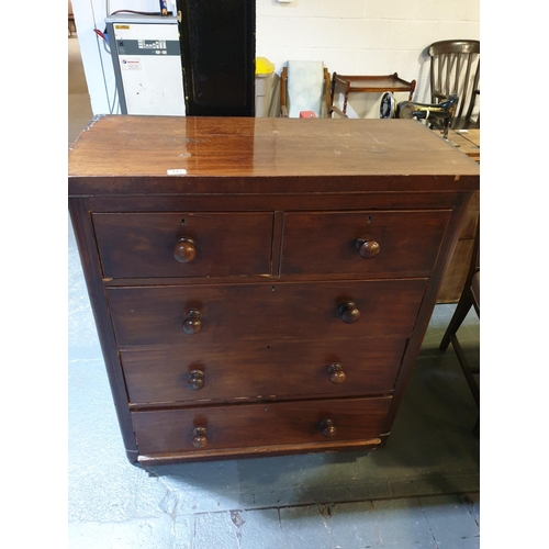 112 - A mahogany two over three chest of drawers