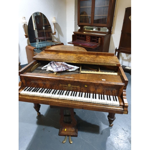 144 - A Gustav Hagspiel - walnut veneered baby grand piano