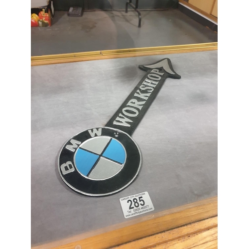 285 - A cast iron BMW workshop wall sign