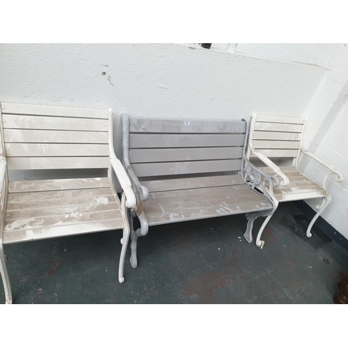501 - A garden bench and two garden chairs