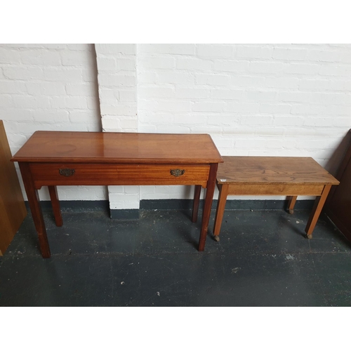 517 - A single drawer console table and an oak side table