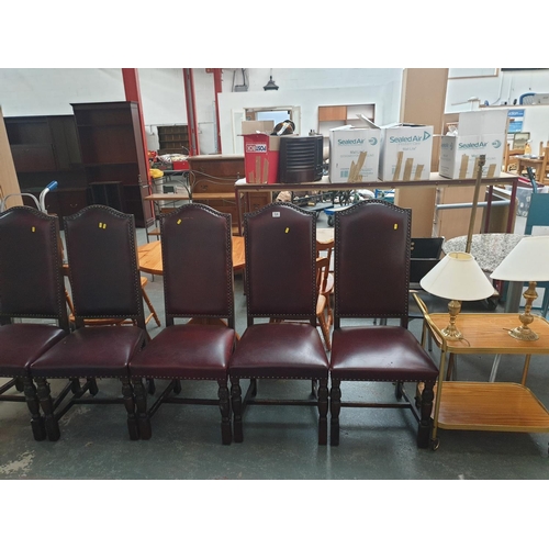 534 - 5 high back dining chairs, drinks trolley and lamps