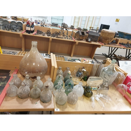 25 - Large and small glass bottles, glass tubes, etc