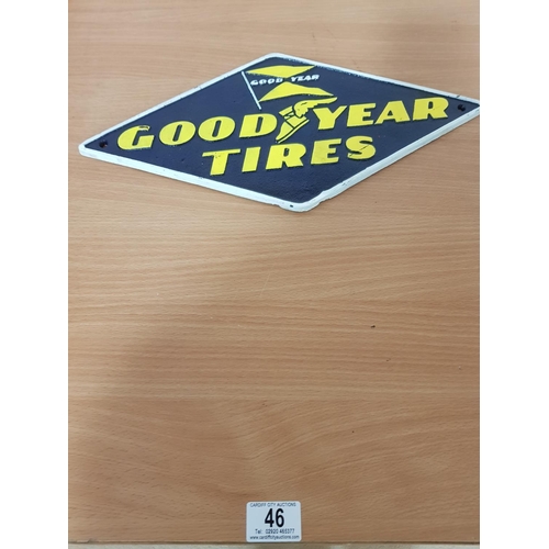 46 - A cast iron Good Year Tyres display sign