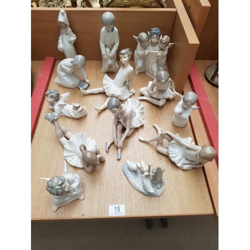 15 - Thirteen Nao and Lladro figurines