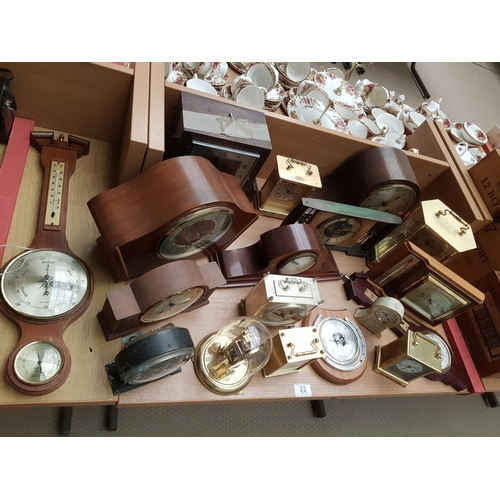 23 - A selection of clocks including vintage Big Ben alarm clock, wooden mantle clocks, carriage clocks a... 