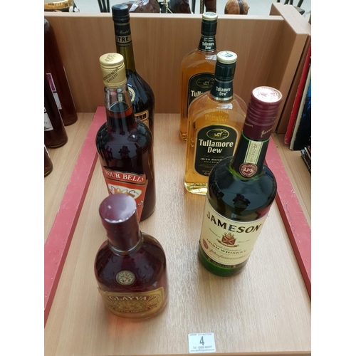 4 - A selection of alcohol including Martell Cognac, Jameson Irish Whisky, Tullamore Dew Irish Whisky et... 
