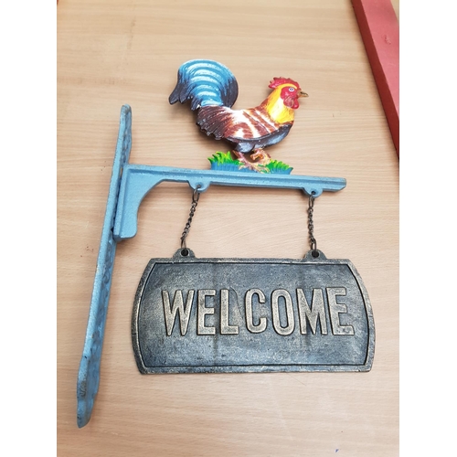 51 - A cast iron cockerel Welcome sign