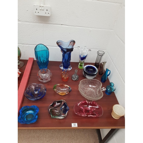 53 - A selection of Czech and Murano glassware