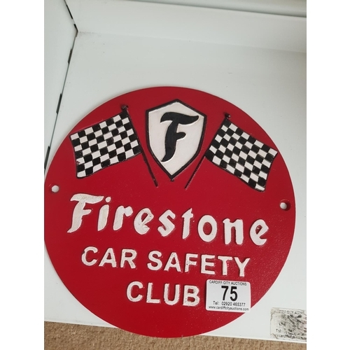 75 - A cast iron Firestone Tyres Sign