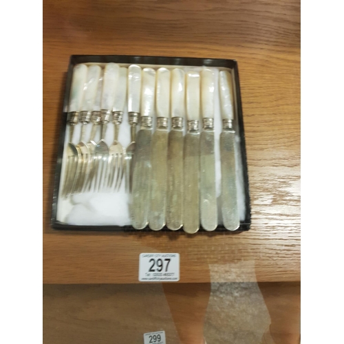 297 - A set of six hallmarked silver fruit knives and forks