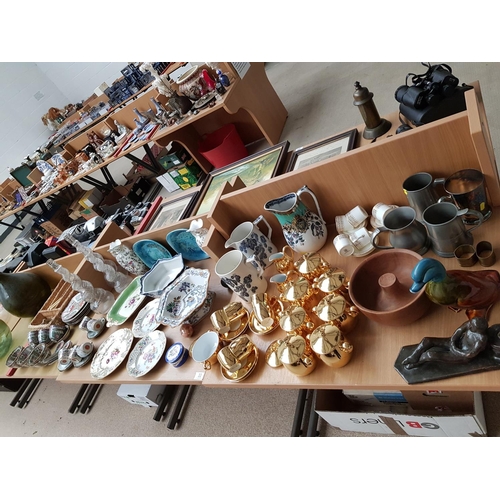 33 - A collection of mixed china and glass etc including tankards, George Jones and Sons coffee set, Chin... 