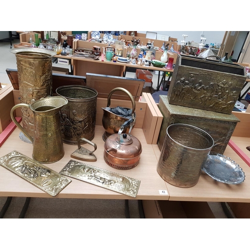 43 - A selection of brass and metal ware