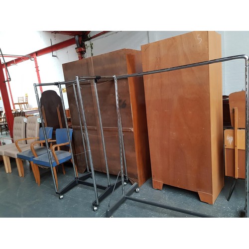 574 - Four dining chairs and two clothes rails