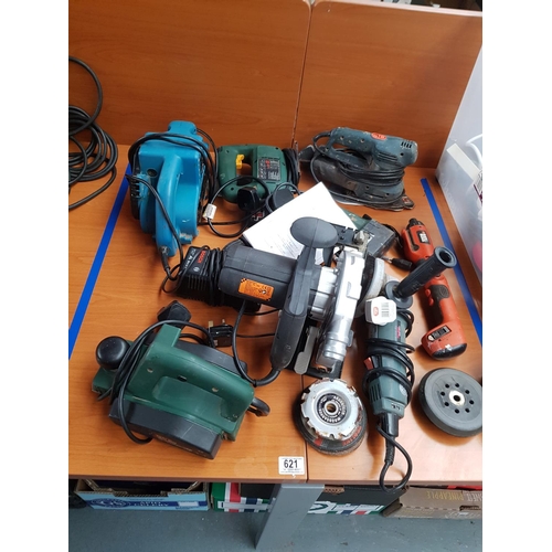 621 - Power tools including Bosch plane, Drill, Black and Decker etc