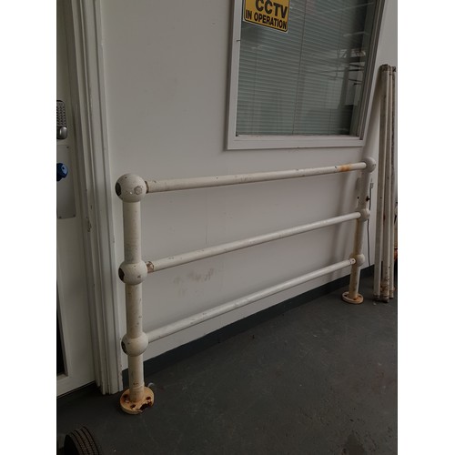 702 - Two sections of railings - 3 uprights and six rails - more available to the highest bidder