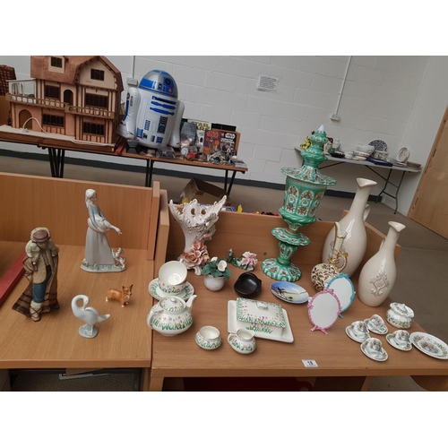 18 - Nao & Lladro figurines, Beswick Dog, Royal Doulton, Bohemian Pokal etc