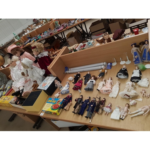 4 - Porcelain dolls, Pelham school master puppet, Beatrix Potter Game, Porcelain dolls house dolls etc