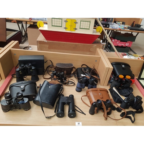 41 - A quantity of binoculars and cases