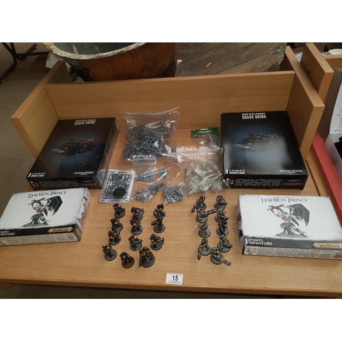 15 - Warhammer miniatures including Daemon Princes, Chaos Space Marine Sorcerer etc