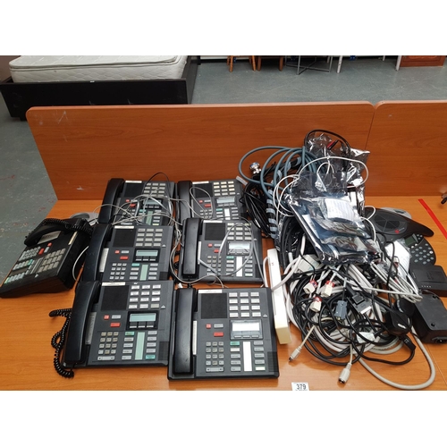 379 - A quantity of Northern Telecom Handsets Polycom Soundstation 2 etc