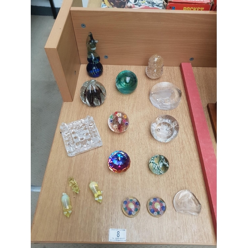 8 - A collection of glass paperweights including Mdina and Caithness