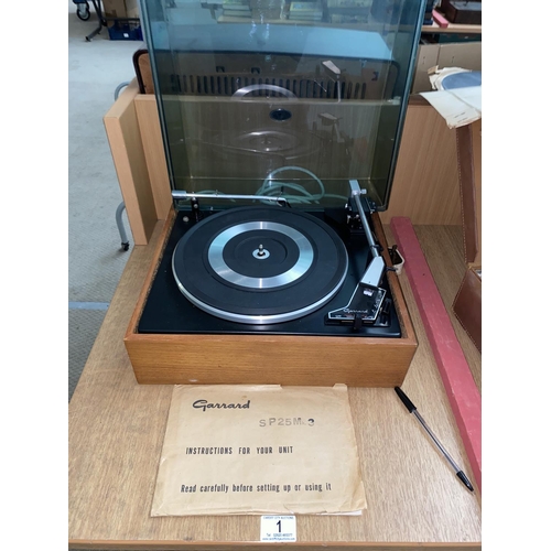 1 - A Garrard SP25 MK3 turntable and instructions