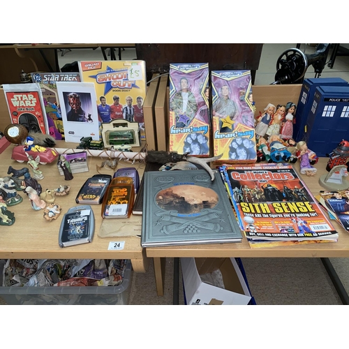 24 - Dr Who cards, Top Trumps, Star Wars comic , dolls etc.