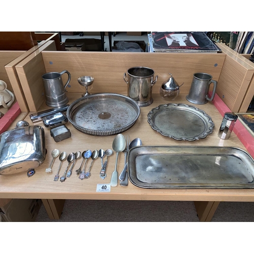 40 - A collection of silver plated/ pewter items