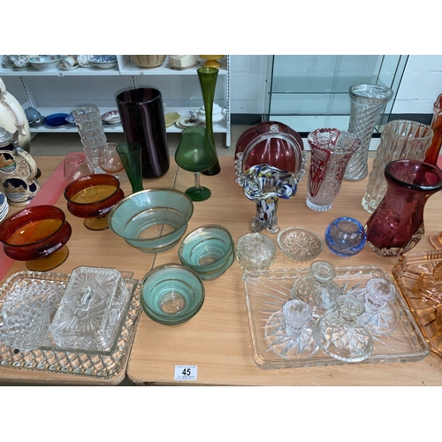 45 - Art glass and crystal glass vases, bowls etc.