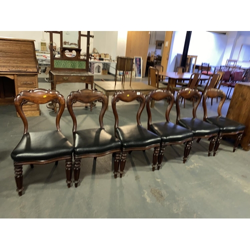 127 - A set of 6 mahogany balloon back dining chairs with leather upholstery- superb quality