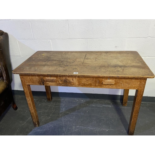 142 - A school table with two drawers