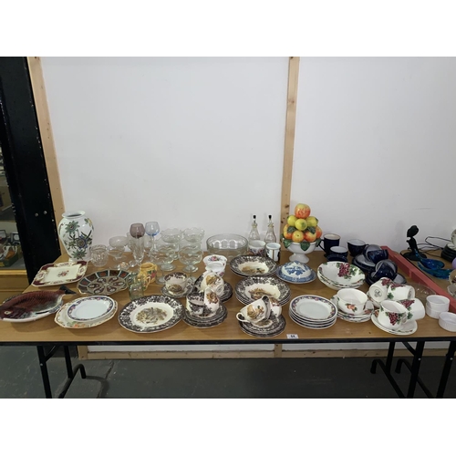 84 - Mixed glass and china including Royal Doulton, Denby, Palissy etc.