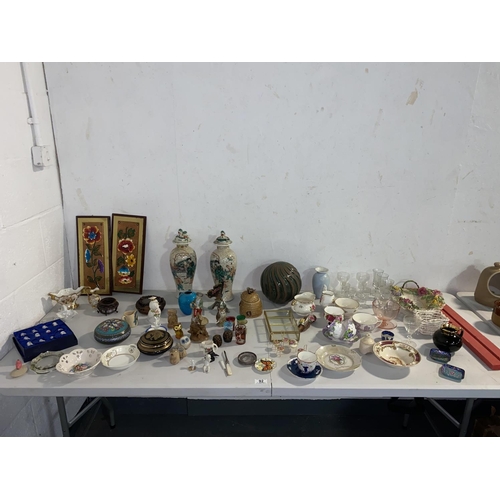 92 - Mixed glass and china including thimbles, cabinet cups , oriental vases etc.