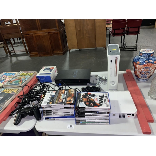 98 - An Xbox 360, PS2 ,Wii , games and accessories