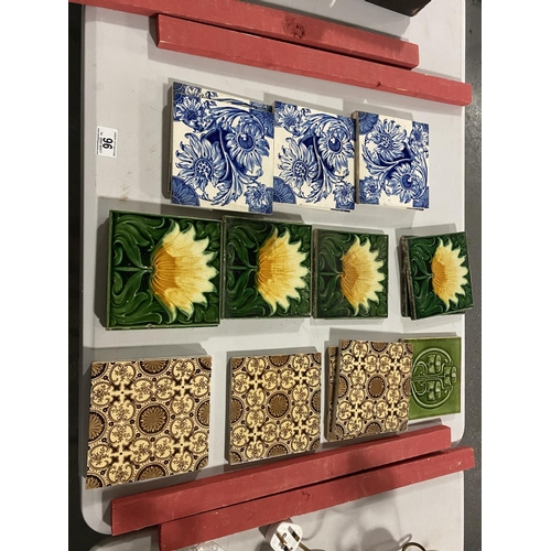96 - A collection of vintage tiles including Minton