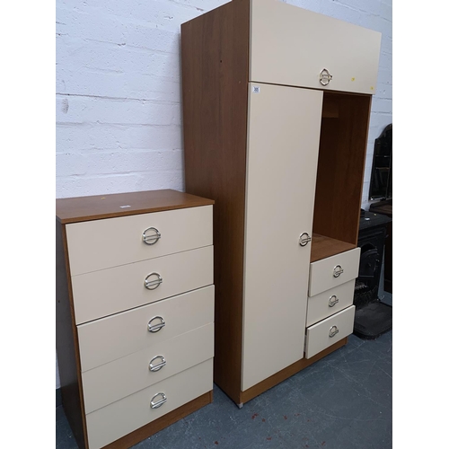 305 - A bedroom compactum wardrobe and a chest of drawers
