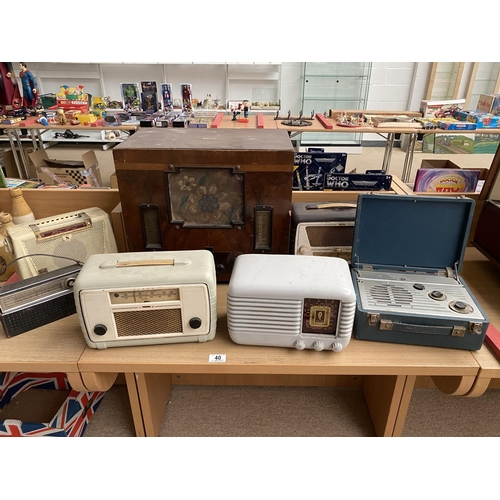 40 - A vintage Pye radio and other radios including a Marconi valve radio