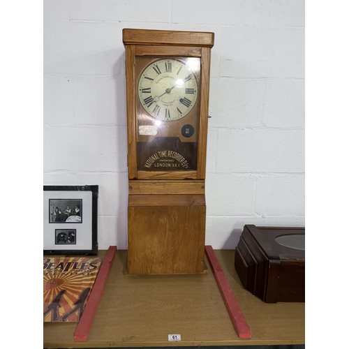 61 - A National Time Recorder master clock in oak case