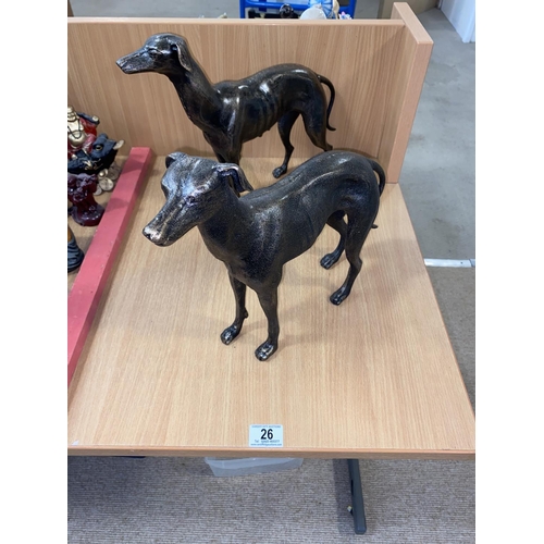 26 - A pair of cast iron greyhound figures