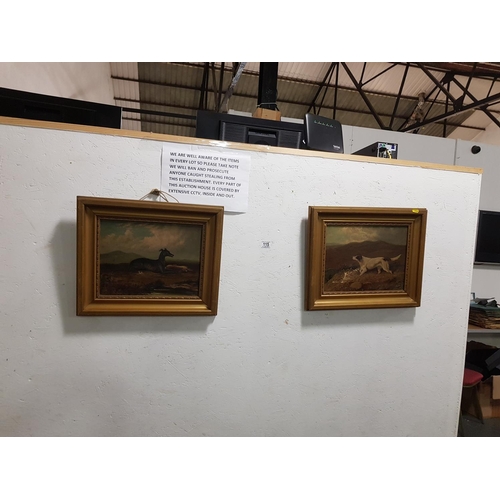 115 - A pair of J F Smith hunting dog oil on canvas paintings both signed J.F Smith and dated 1878