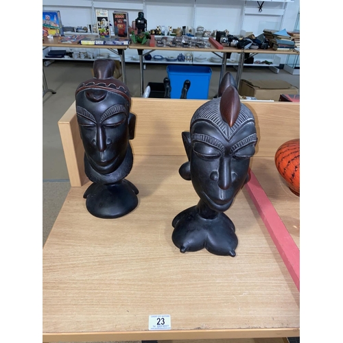 23 - Two African carved heads